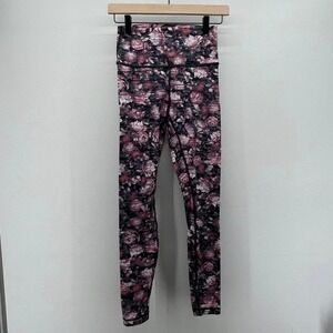 Lululemon‎ Wunder Under Tight Womens 6 Nulux Pink Black Peony Floral Leggings